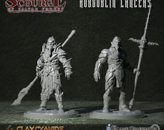 Hobgoblin Lancers • The Scourge of Valtan Forest • 3D Printed Fantasy Miniature • D&D / Pathfinder / Tabletop RPG • Clay Cyanide