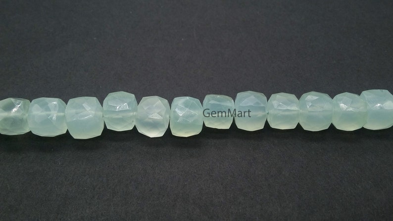 Size: 7mm Box Shape Faceted Chalcedony Briolette Stones 1 Strand A+ Natural Aqua Chalcedony Briolettes 9mm GMB168