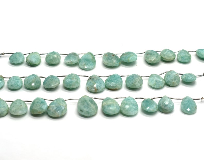24mmx14mm-15mmx11mm GMB268 Pear Shape Briolette-Faceted Amazonite Briolette Stones Size 3-Strands A Quality Natural Amazonite Briolettes