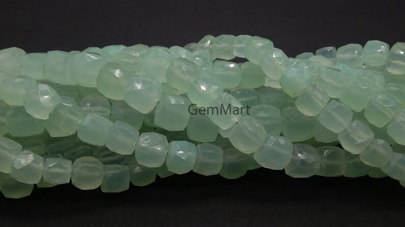 Size: 7mm Box Shape Faceted Chalcedony Briolette Stones 1 Strand A+ Natural Aqua Chalcedony Briolettes 9mm GMB168