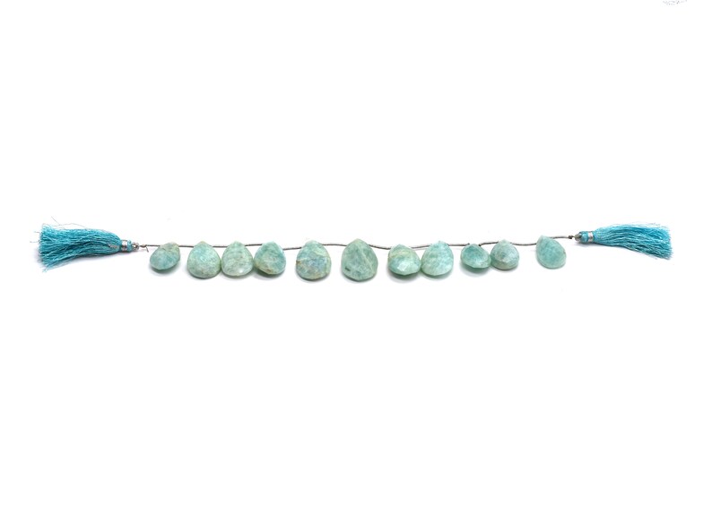 24mmx14mm-15mmx11mm GMB268 Pear Shape Briolette-Faceted Amazonite Briolette Stones Size 3-Strands A Quality Natural Amazonite Briolettes