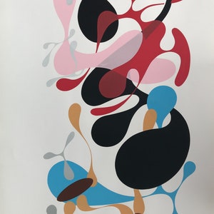 1970s Abstract Modern Colorful Oversized Screen Print