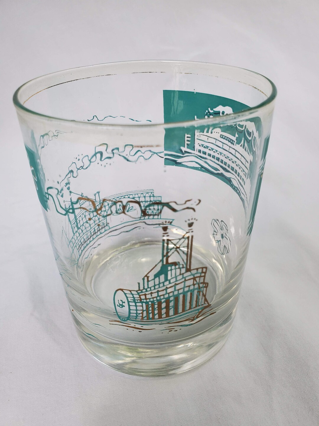 Steamboat Glasses Libbey Glasses Rocks Glass Midcentury Turquoise Barware Southern Comfort