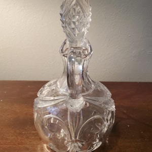 Vintage cut glass cruet. Hand blown glass with pontil.