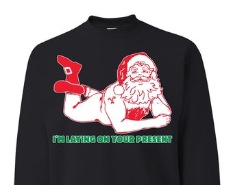 OnCoast I'm Laying On Your Present Ugly Christmas Sweater | Funny Ugly Christmas Sweater | Holiday Gift