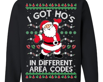 OnCoast I Got Ho's In Different Area Codes Santa Claus Ugly Christmas Sweater | Funny Ugly Christmas Sweater | Holiday Gift