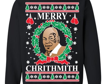 OnCoast Mike Tyson Merry Chrithmith Ugly Christmas Sweater Sweatshirt | Funny Christmas Sweater | Holiday Sweater
