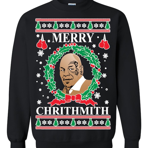 OnCoast Mike Tyson Merry Chrithmith Ugly Christmas Sweater Sweatshirt | Funny Christmas Sweater | Holiday Sweater