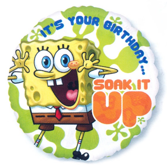 Spongebob Squarepants Birthday Soak It Up 18 Foil Mylar Etsy
