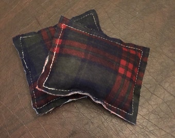 Red and green plaid hand warmers (set of two)