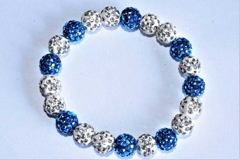 Bracelet Mico Pave CZ Crystal Beads Shinny Rhinestone Gray Balls image 1