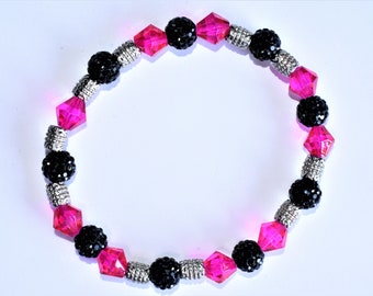 Bracelet - Swarovski Crystal Beads / Shinny with CZ Crystal beads Shinny Rhinestones Silver Spacers