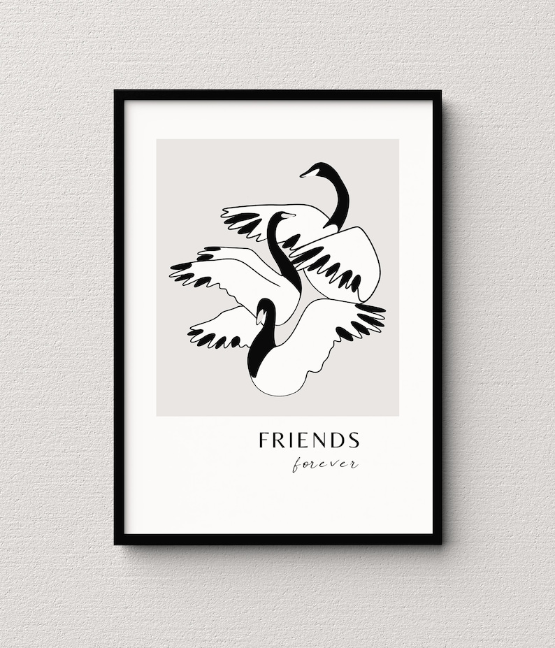 Modern Gallery Wall Art Set of 5, Scandinavian Black and White Wall Art