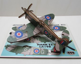 Spitfire Wood Gift Full Colour A6 engraved, A6 colour, A5, A4 size