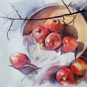 Pittura ad acquerello originale di natura morta, colori ad acquerello fatti a mano, disegno di pittura murale, articoli decorativi per la casa, arte dell'impressionismo