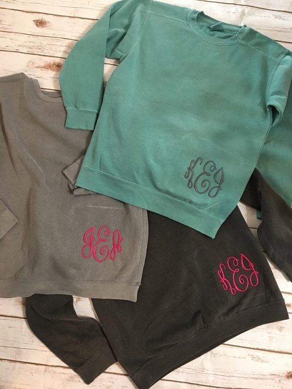 Womens Comfort Colors Monogrammed Sweatshirts Etsy