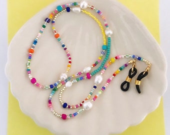 Color bead pearl face mask chain necklace/pearl and beads eyeglass chain/sunglasses chain/eyeglass necklace/gift for her