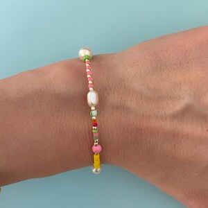 Colorful beaded pearl and beads bracelet/seed bead bracelet/bead pearl bracelet/boho jewelry/summer bracelet/colorful bead bracelet/gift image 6