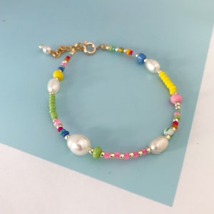 Colorful beaded pearl and beads bracelet/seed bead bracelet/bead pearl bracelet/boho jewelry/summer bracelet/colorful bead bracelet/gift image 5