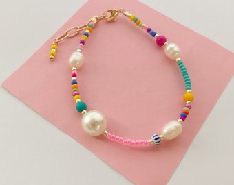 Colorful bead and pearl bracelet/seed bead pearl bracelet/colormix bracelet/AnyaNord/bright colored bracelet/pearl bracelet/gift bracelet