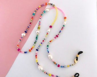 Color bead face mask chain necklace. pearl and beads eyeglass chain. sunglasses chain. eyeglass necklace/Beaded mask chain/necklace