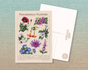 Psychedelic Flowers Postcard