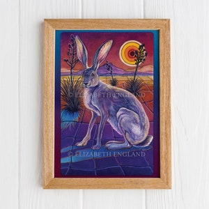 Liebre psicodélica - Impresión artística original de 13 x 18 cm (tamaño postal)
