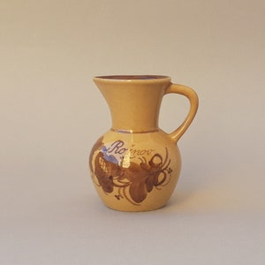 Milk jug ceramic 3.6" vintage Retro small brown flowers jug Collectible coffee tea drinking utensils Old porcelain dishes Milk pitcher