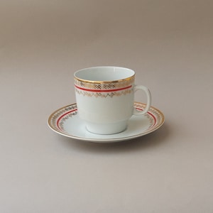 Mug retro Cup saucer ceramic vintage Czechoslovakia Geometric motif kitchen Retro table setting Mother day vintage cup gift Czech souvenir