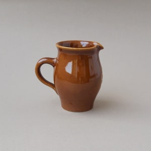 Milk jug ceramic 4&quot; vintage Retro small brown flower vase Collectible coffee tea drinking utensils Old porcelain dishes Milk pitcher Giftmom