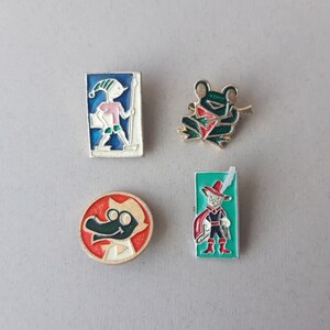 Badge metal vintage 4 psc Collectible soviet badge Funny pins backpack Old badges Soviet pin Soviet fairy tales Made USSR Cartoon character