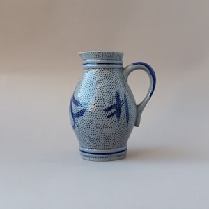 Wine jug ceramic vintage 5.1&quot; small Retro alcohol container Germany dishes Old wine decor stoneware Pitcher stone Glazed pottery Retro style