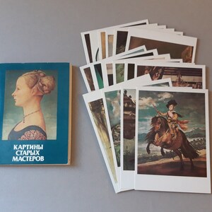 Bilder der alten Meister Set Vintage Karten 16 Retro Kunst Malerei Alte Illustrationen Druck Reproduktion Malerei Retro Bilder UdSSR