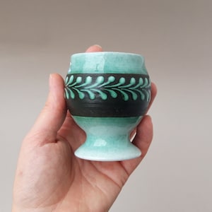Tableware ceramic vintage green Retro bowl small on a stand Unusual flower vase Old gravy bowl Salt dishes Container spices stylish