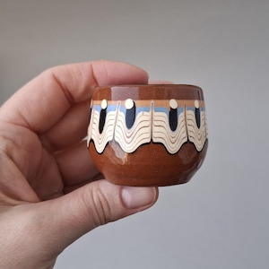 Salt pepper open shaker ceramic spice box vintage serving table supply Bulgarian traditional dishes Glazed ceramic pottery Folk art gift mom