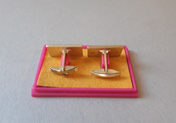Vintage rectangular cuff links in silver color Re… - image 2