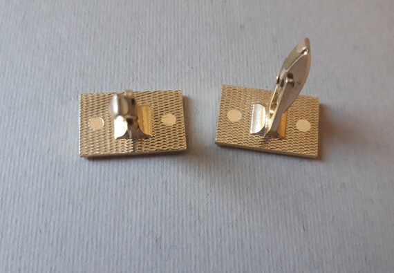 Vintage rectangular cuff links in silver color Re… - image 5