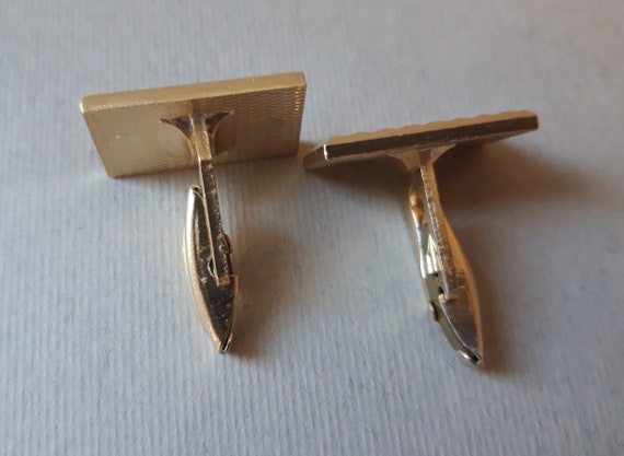 Vintage rectangular cuff links in silver color Re… - image 6