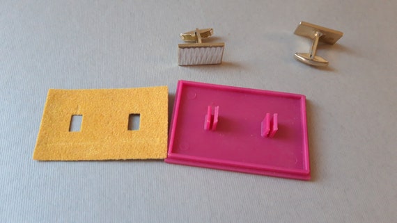 Vintage rectangular cuff links in silver color Re… - image 8