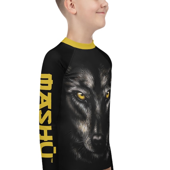 MASHU Fight Wear Gold//Black Samurai Warrior Mens BJJ MMA Martial Arts Grappling Jiu Jitsu Rash Guard Compression Shirt