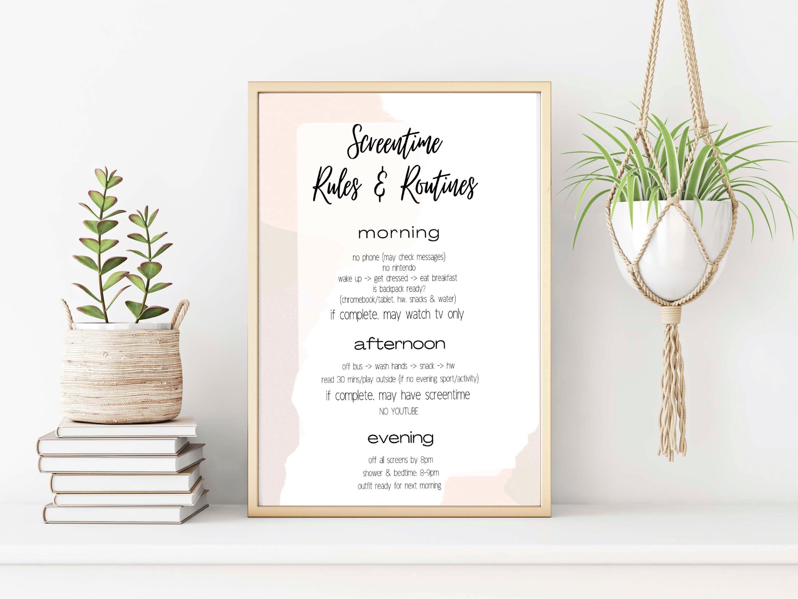 Printable Screen Time Rules and Routines Sign, Back to School ...
