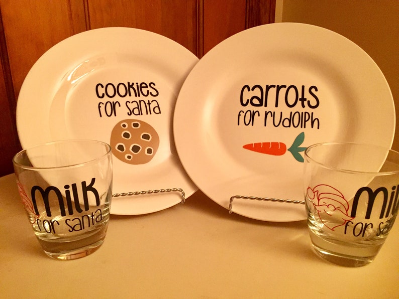 Santa Christmas Eve Cookies and Milk Set