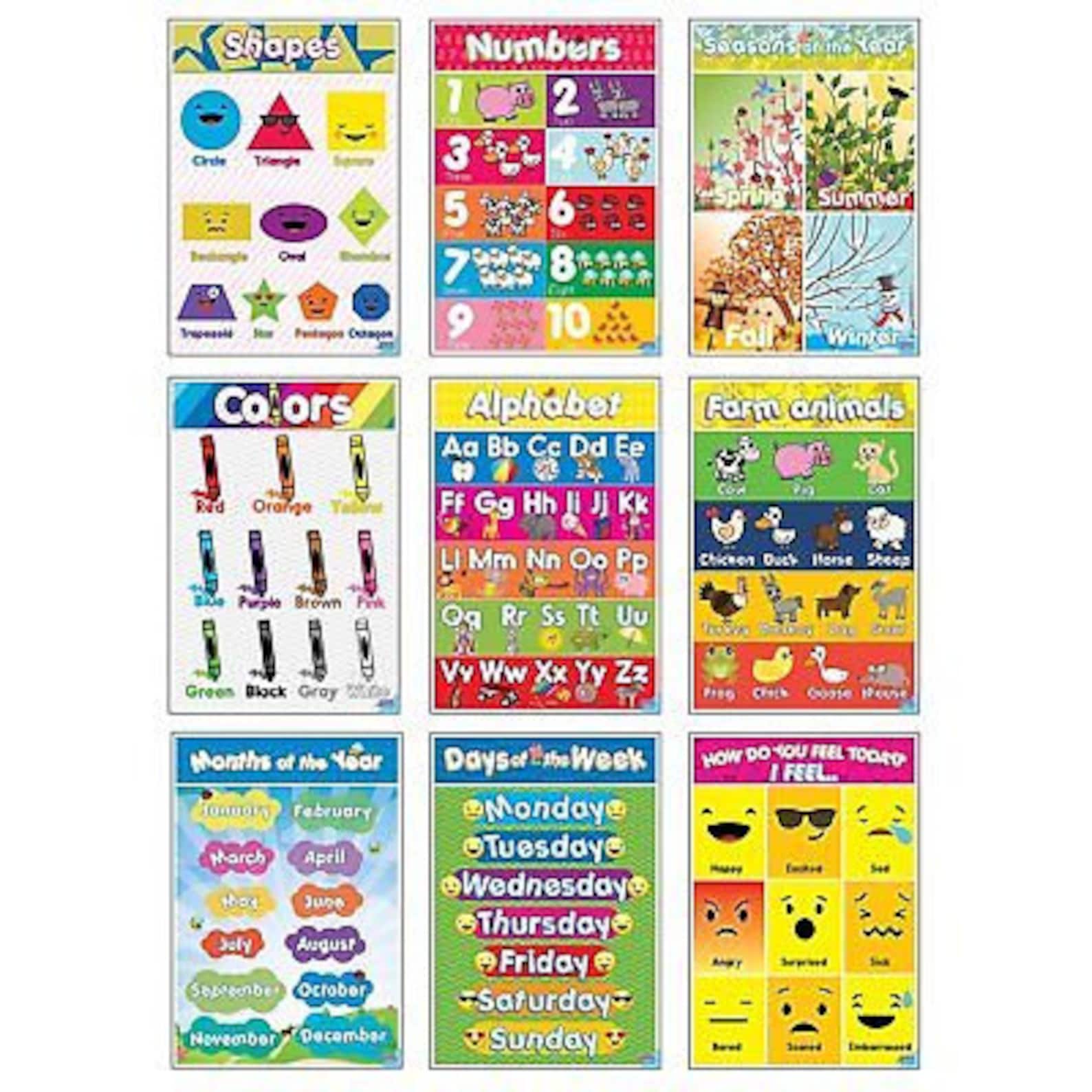 Educational Preschool Posters for Toddlers and Kids Perfect Etsy España