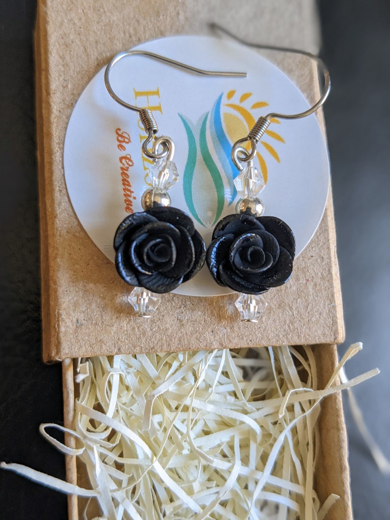 Red Rose Earrings Rose Earrings Handmade Roses Dangle Etsy