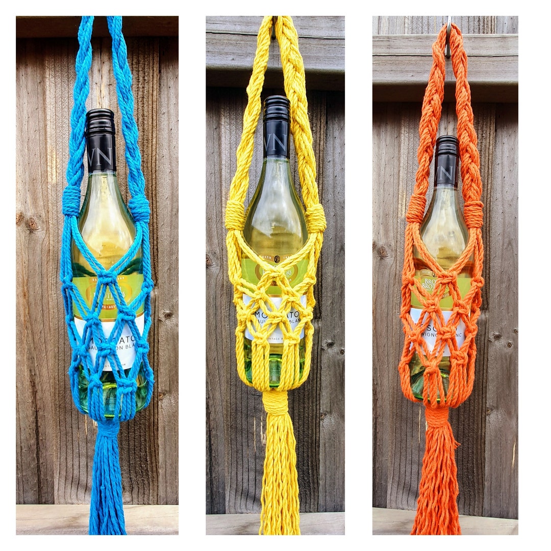 Macrame Wine Tote //wine Gift Bag // Wine Bottle Holder // Etsy