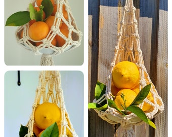 Macrame hanging basket/hanging fruit basket/fruit storage//macrame net/boho kitchen decor/kitchen organiser#macrame fruit holder/christmas