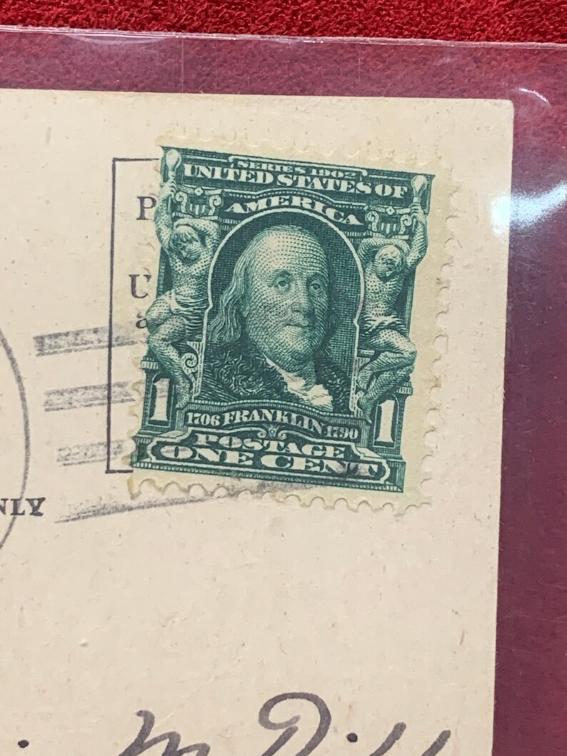 1907 Postcard with Benjamin Franklin One Cent Stamp Postmarked | Etsy