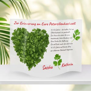 Geschenk zur Petersilienhochzeit mit Namen | gewellte Acrylplatte bedruckt zu 12 1/2 Jahren Ehe