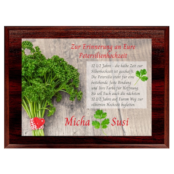 Urkunde Zur Petersilienhochzeit (12,5 Jahre) – Personalisierbar Mit Namen & Datum, A4 Format, Geschenkidee!