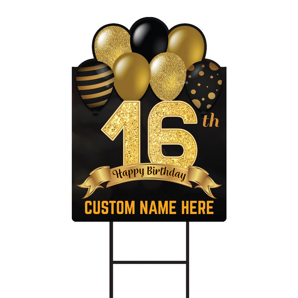 16th Birthday Yard Sign Decorations 18 x 24 Etsy
